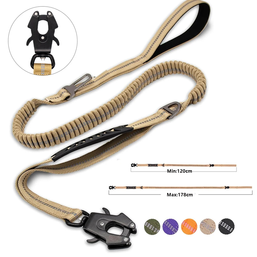 Reflective Shock Absorbing Pet Leashes with Car Seatbelt for Large Dogs