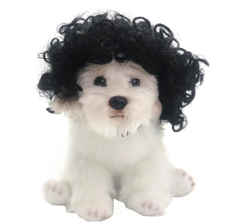 Funny Dog Cat Cosplay Pet Wigs for Halloween, Christmas, Parties, Festivals,   Small Medium and Large (Black Brown )