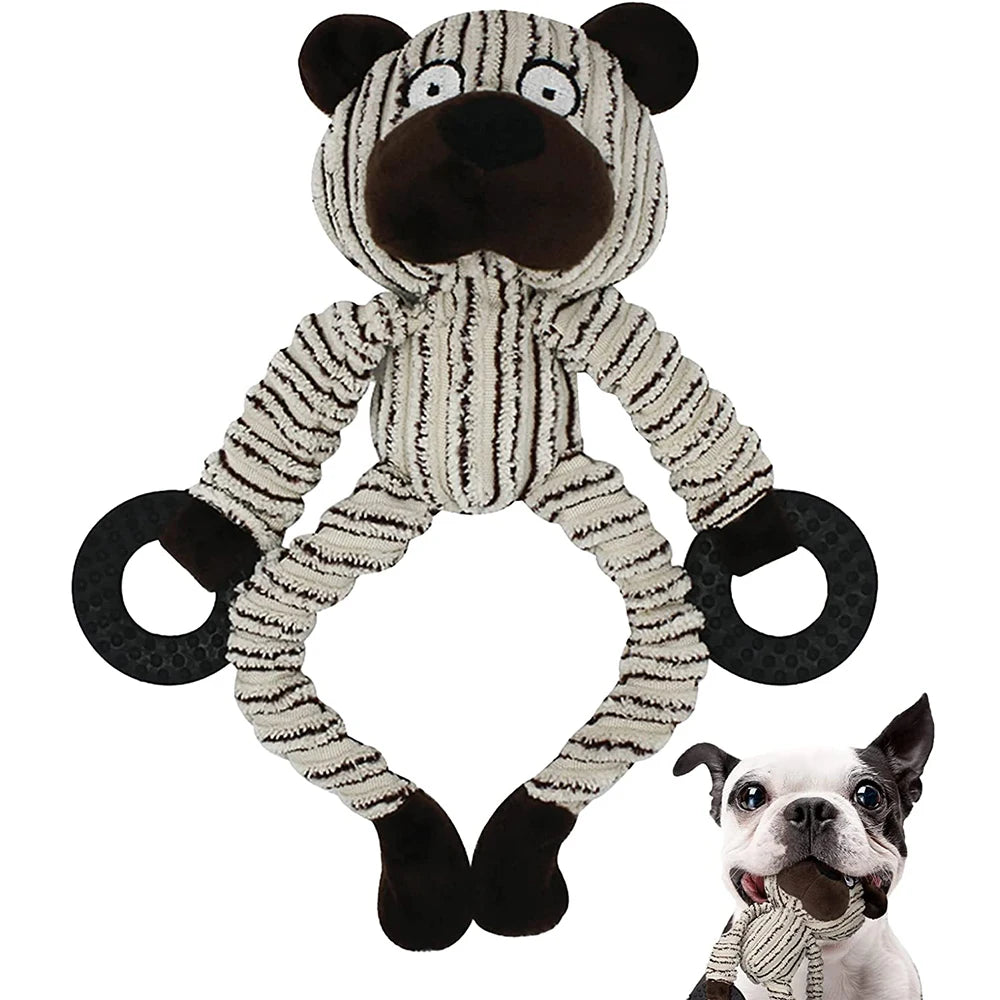 Cute Monkey Interactive Dog Toys Squeaky Puppy Toys Plush Puppy Chew Toys