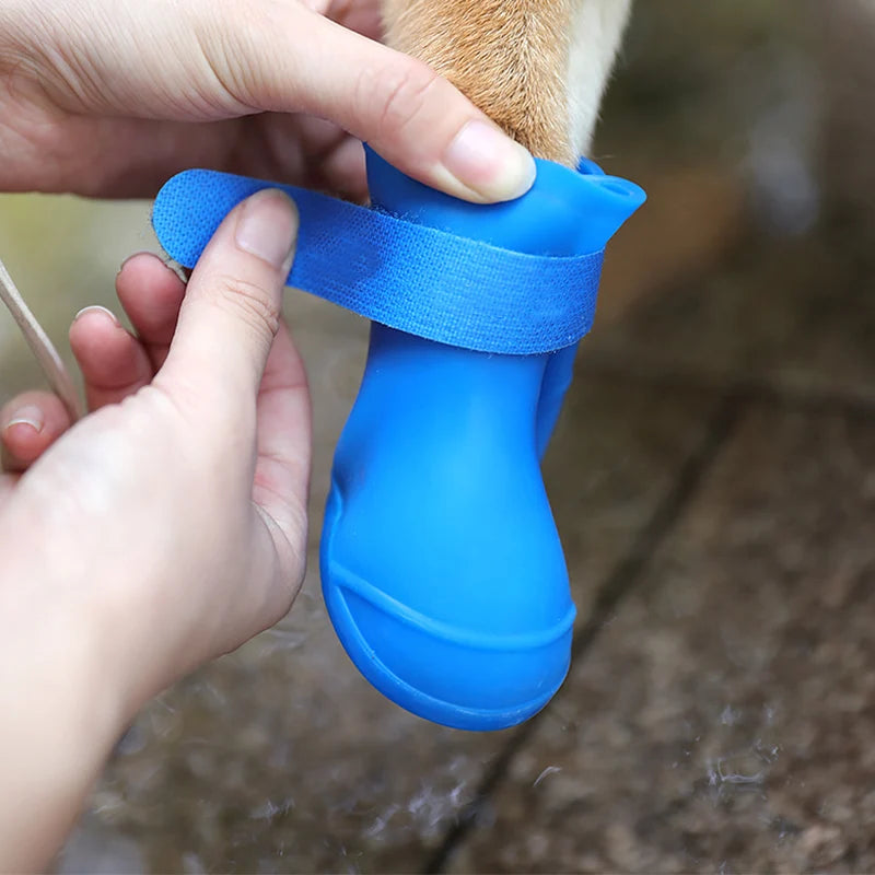 4Pcs Pet WaterProof Rainshoe Anti-slip Rubber Boot For Small Medium Large Dogs Cats Outdoor Shoe Dog Ankle Boots Pet Accessories