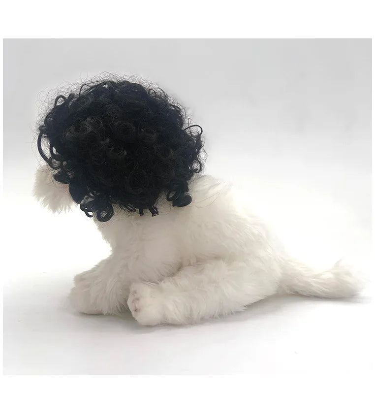 Funny Dog Cat Cosplay Pet Wigs for Halloween, Christmas, Parties, Festivals,   Small Medium and Large (Black Brown )