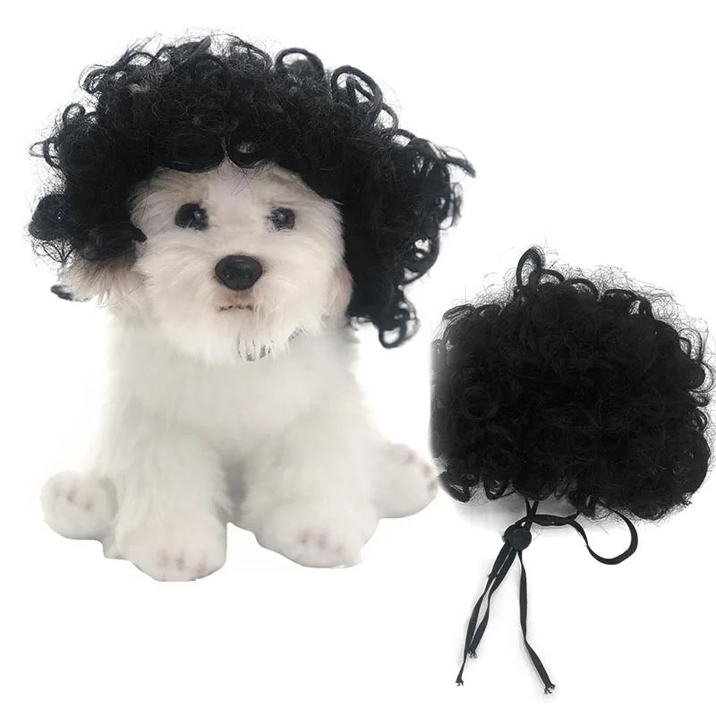 Funny Dog Cat Cosplay Pet Wigs for Halloween, Christmas, Parties, Festivals,   Small Medium and Large (Black Brown )