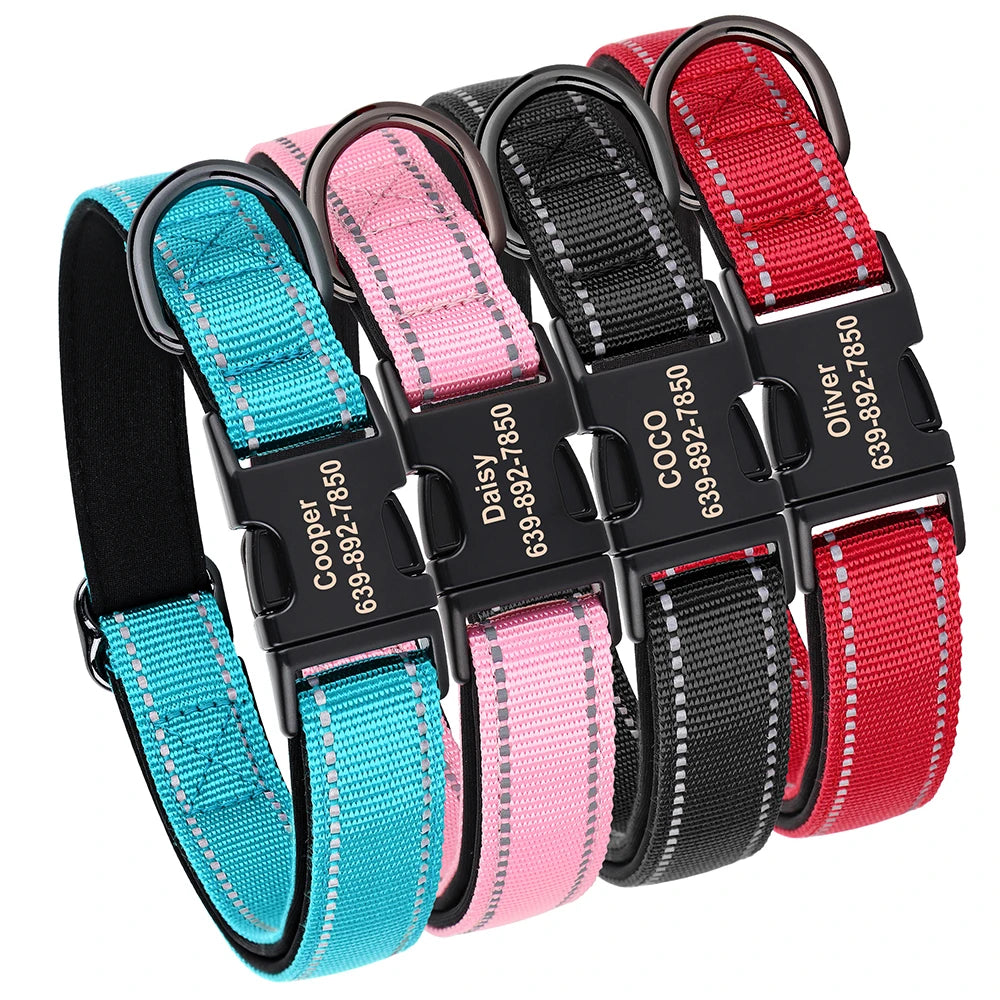 Reflective Personalized Dog Collar Engrave ID