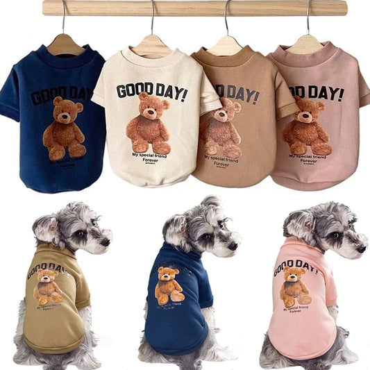 Dogs Winter Cute Clothes Puppy Warm Pullover Sweatshirt Bear Pattern