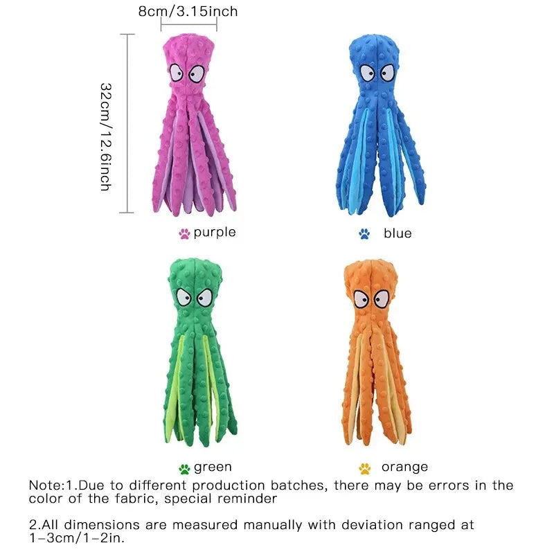 Plush Dog Toys Octopus Squeaky Dog Toys For Teething Soft Durable Interactive Dog Chew