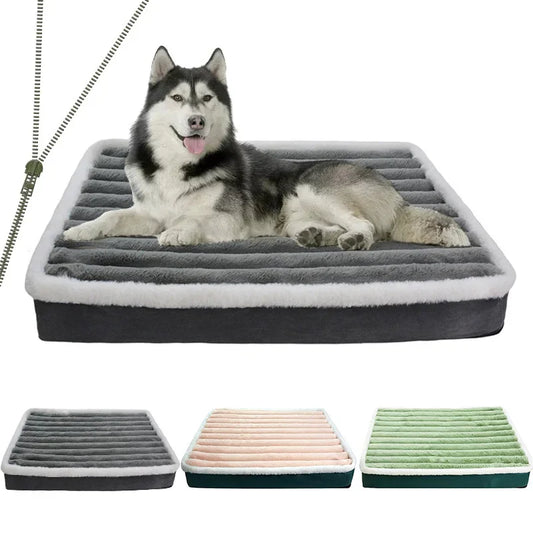 Short Plush Dog Bed with Non-slip Bottom Orthopedic Foam