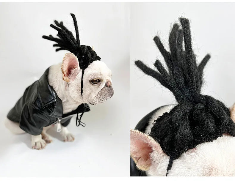 Funny Dog Cat Cosplay Pet Wigs for Halloween, Christmas, Parties, Festivals,   Small Medium and Large (Black Brown )