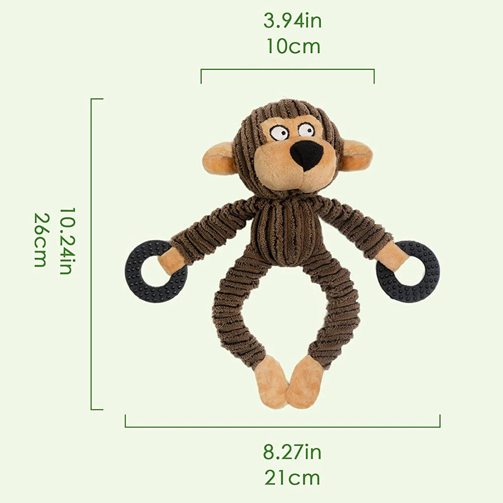 Cute Monkey Interactive Dog Toys Squeaky Puppy Toys Plush Puppy Chew Toys