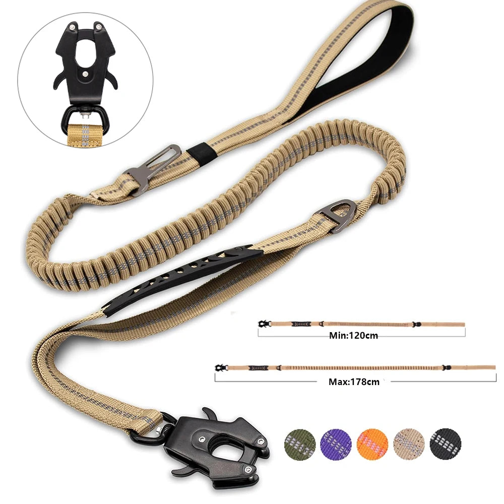 Reflective Shock Absorbing Pet Leashes with Car Seatbelt for Large Dogs