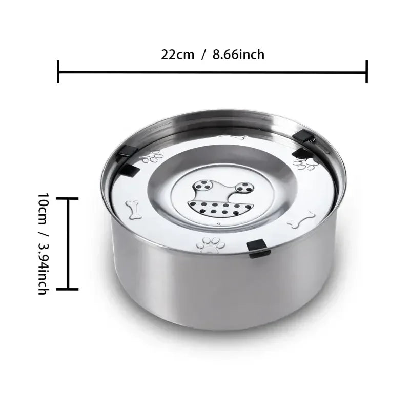 Big Capacity Stainless Steel Dog Floating Bowl, No Spill Anti-Splash Dog Water Dispenser, Non-Slip Dog Cat Pet Water Feeder Bowl