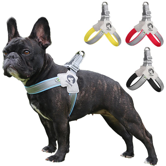 Reflective Pet Dog Harness Saddle Style Breathable Dog Chest Strap for French Bulldog Collar Small Medium Dogs Puppy Harnesses