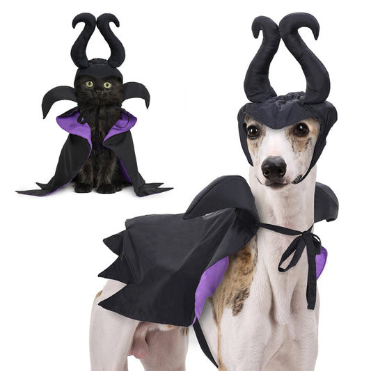 Halloween Dog Costume Black Purple Pet Maleficent Costume