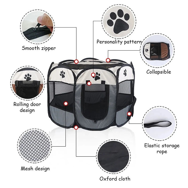 Portable Foldable Pet Tent Kennel Octagonal Fence