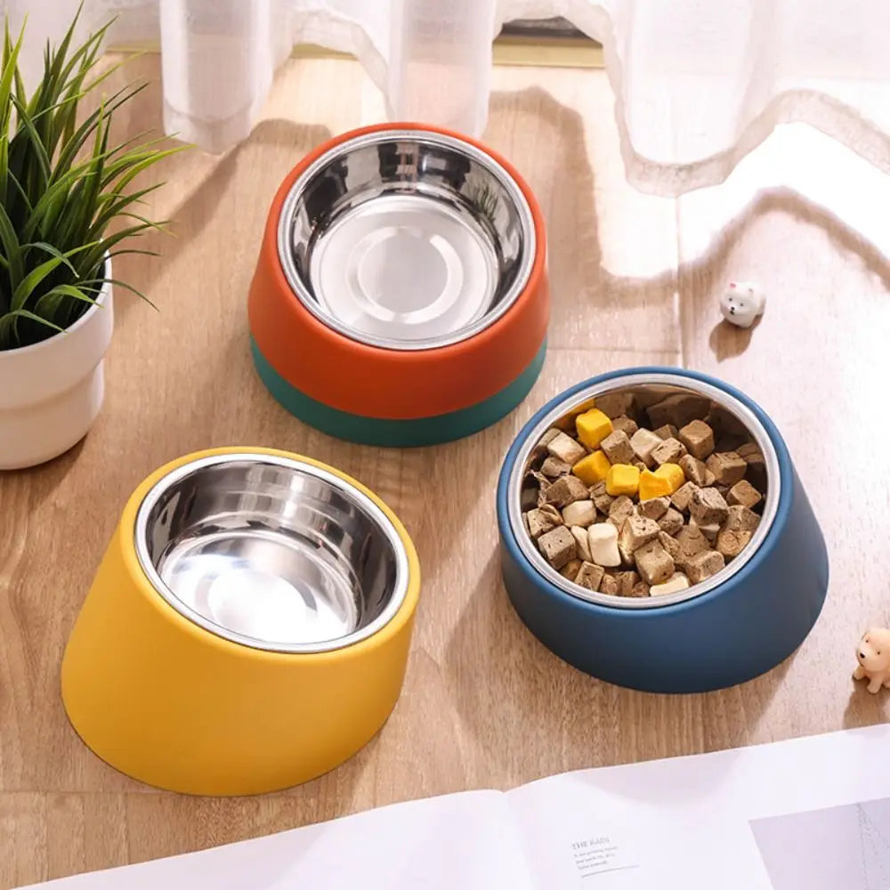 Anti Rollover Dog Feeder New Anti Overturning Large Capacity Neck Protection Bowl Durable Stainless Steel Cat Bowl