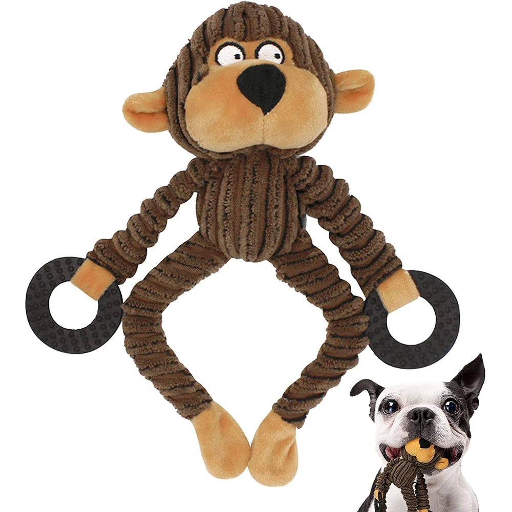 Cute Monkey Interactive Dog Toys Squeaky Puppy Toys Plush Puppy Chew Toys