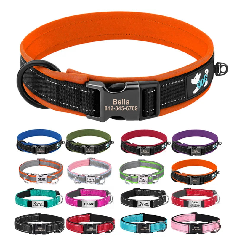 Reflective Personalized Dog Collar Engrave ID