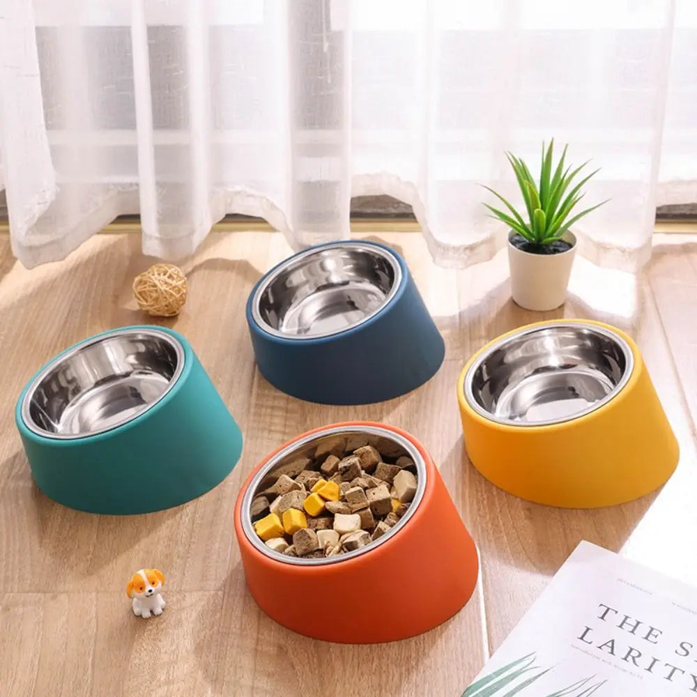 Anti Rollover Dog Feeder New Anti Overturning Large Capacity Neck Protection Bowl Durable Stainless Steel Cat Bowl