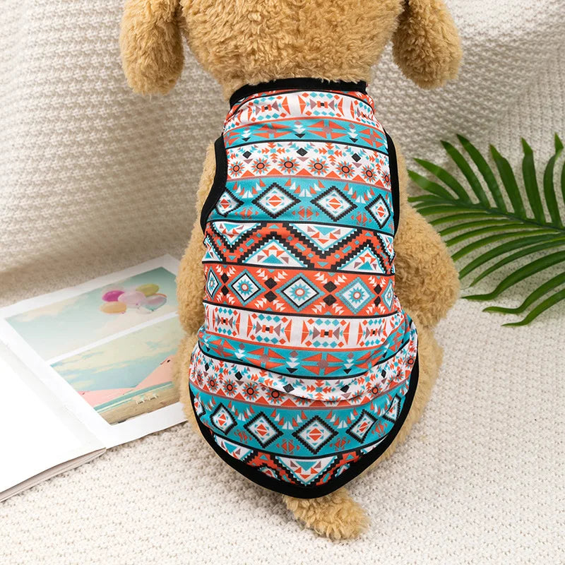 Bohemian Style Dogs T-shirt Soft Dogs  Vest for Summer