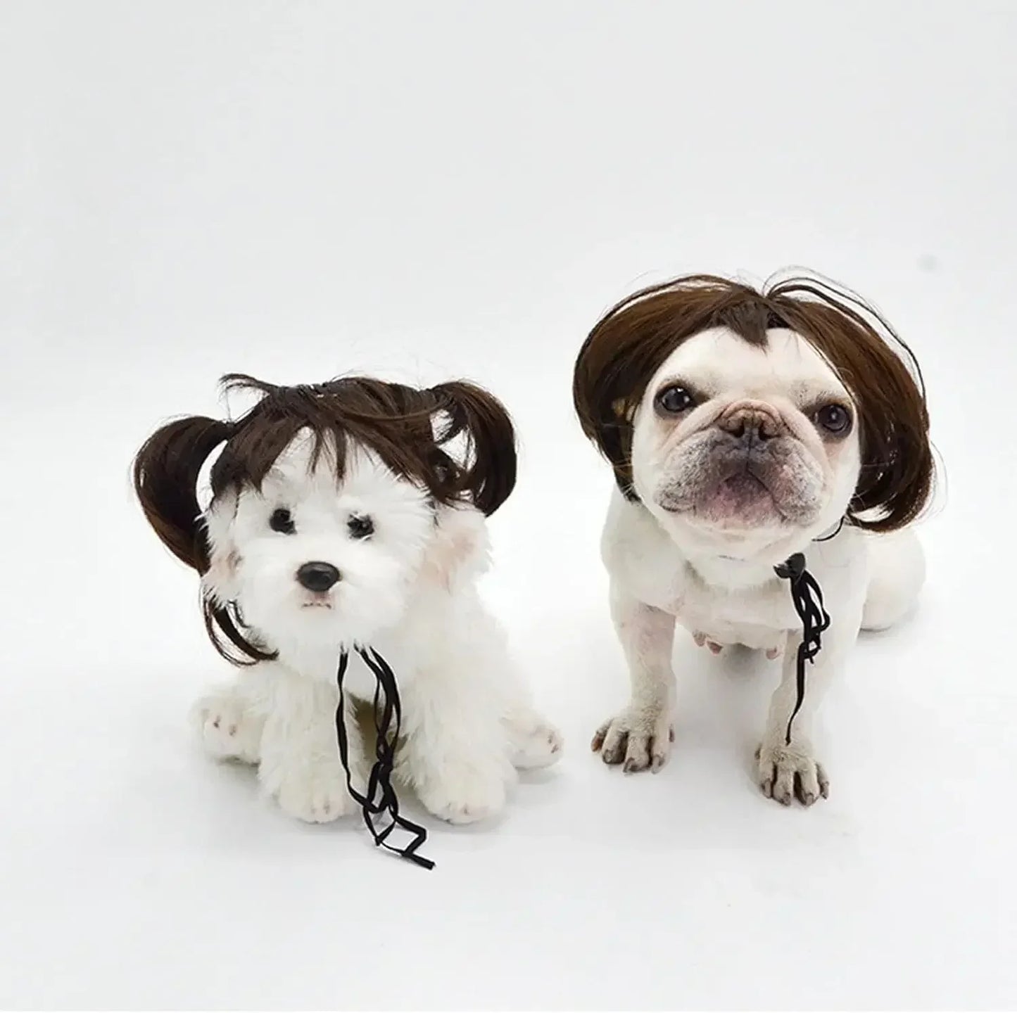 Funny Dog Cat Cosplay Pet Wigs for Halloween, Christmas, Parties, Festivals,   Small Medium and Large (Black Brown )