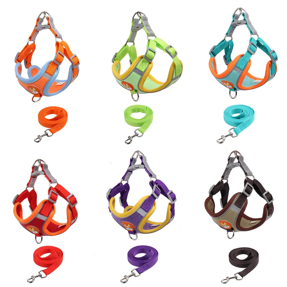 Dogs Adjustable Harness Leash Set